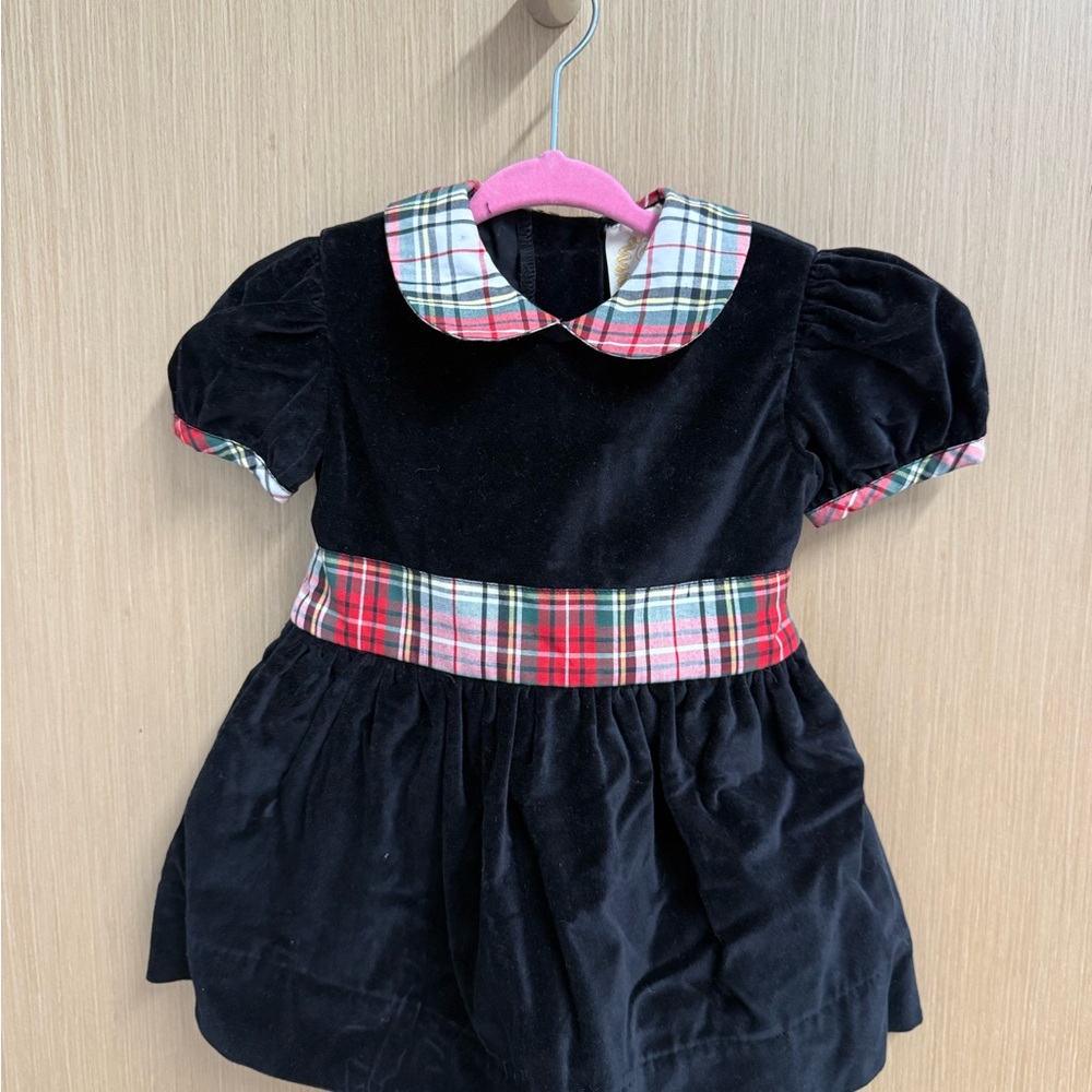 The Beaufort Bonnet Company Cindy Lou Sash Dress Black Velvet NWT